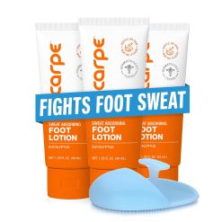 Carpe Sweat Absorbing Foot Lotion 3 Tubes WITH FREE APPLICATOR.