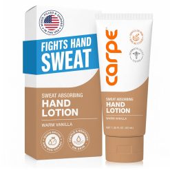 Carpe Sweat Absorbing Hand Lotion. A dermatologist-recommended. smooth lotion that helps stop hand sweat. Great for hyperhidrosis (Warm Vanilla)